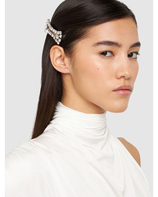 Alessandra Rich Metallic Crystal Bow Hair Clip