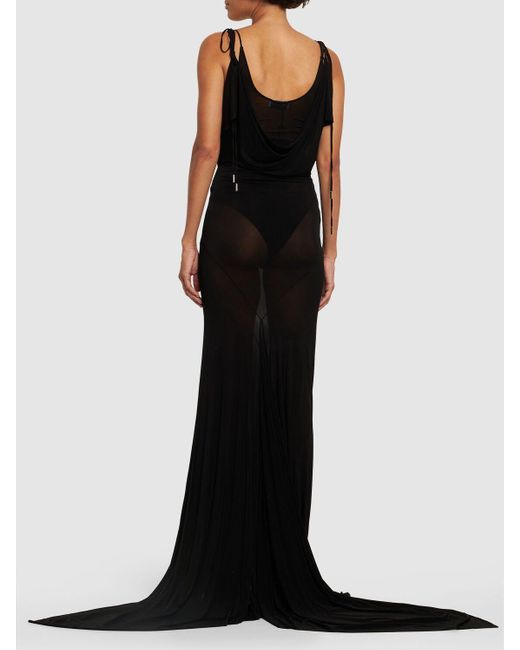 The Attico Black Sheer Jersey Gown