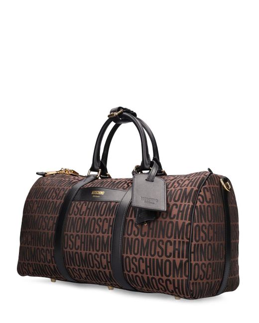 Moschino Logo Nylon Jacquard Duffle Bag in Brown for Men Lyst