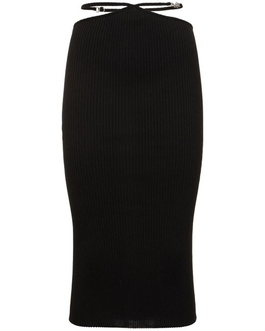 Falda midi de punto de algodón Amiri de color Black