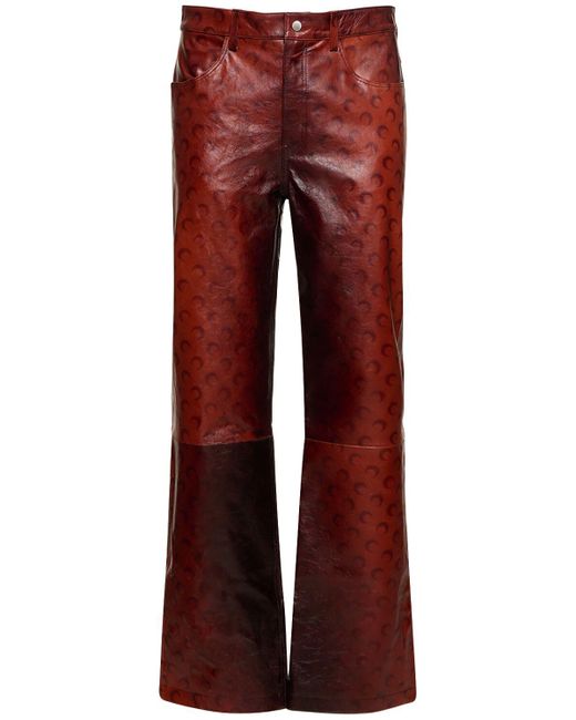 Pantaloni larghi in pelle di MARINE SERRE in Red da Uomo