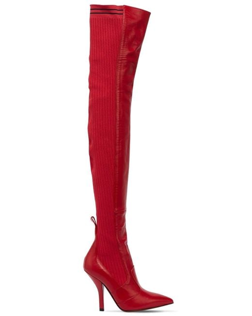 Fendi Red Rockoko 100mm Thigh-high Boots