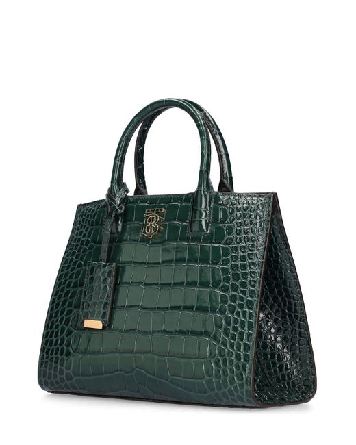 Burberry Green Mini Frances Embossed Leather Top Handle