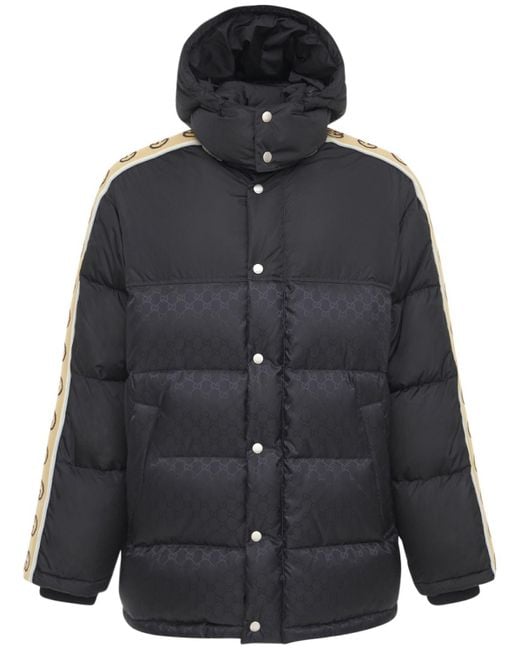 Gucci Synthetic gg Jacquard Nylon Padded Coat in Black for Men - Save ...