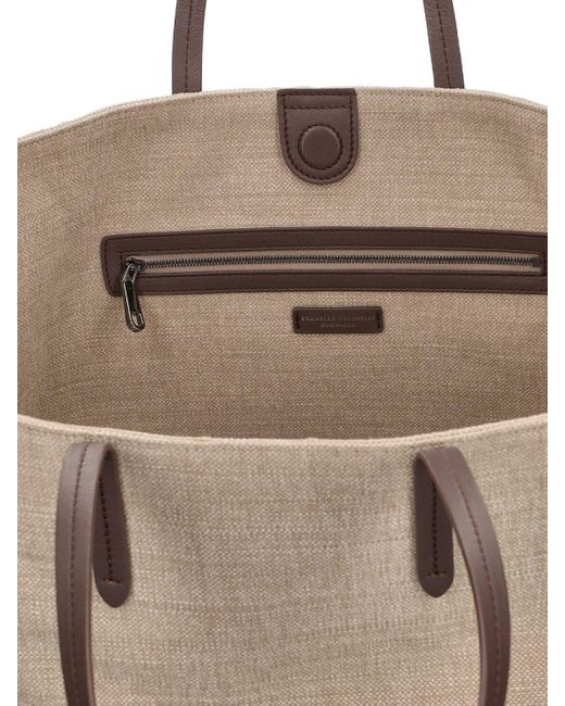 Brunello Cucinelli Natural Canvas & Linen Tote Bag