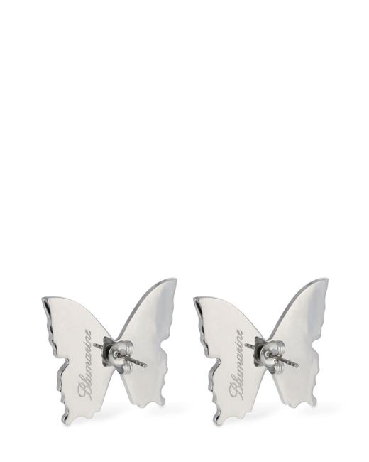 Blumarine Gray Butterfly Crystal Stud Earrings