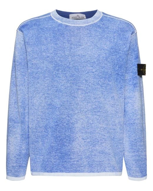 Hombre Sudadera Con Cuello Redondo De Algodón Stone Island de hombre de color Blue