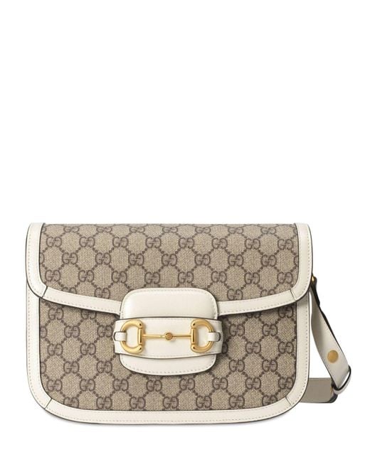 Gucci 1955 Horsebit gg Supreme Canvas Bag in Beige/White (Gray) Lyst