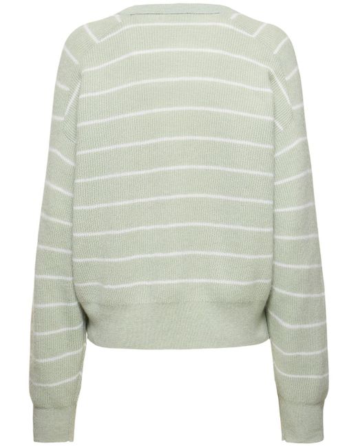 Brunello Cucinelli Green Alpaca & Cotton V-neck Sweater