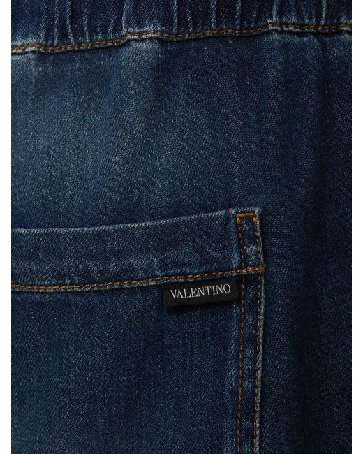 メンズ Valentino ドローコードデニムルーズジーンズ Blue