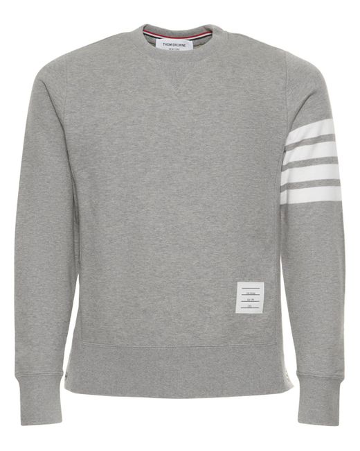 Thom Browne Gray Intarsia Stripes Cotton Sweatshirt for men