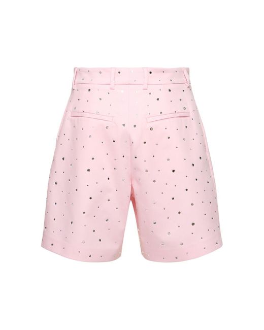 GIUSEPPE DI MORABITO Pink Embellished Cotton Blend Shorts
