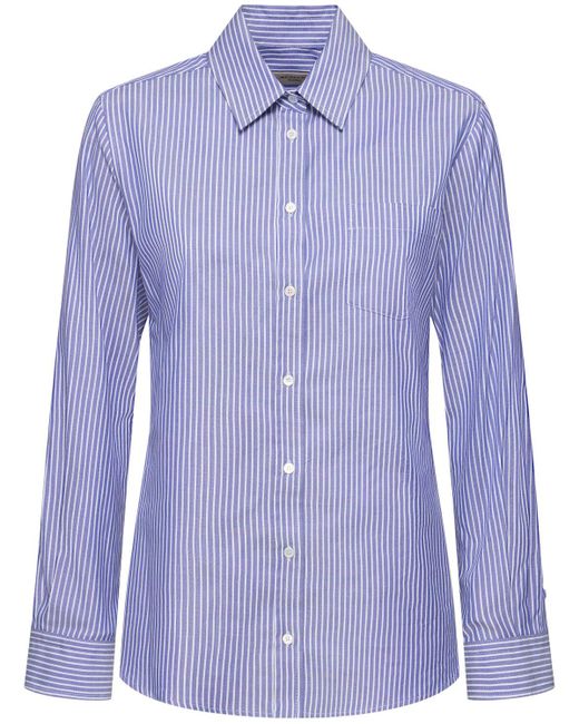 Weekend by Maxmara Blue Piadena Striped Poplin Shirt