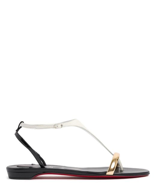 Christian Louboutin White 10Mm Athinita Nappa Flat Sandals