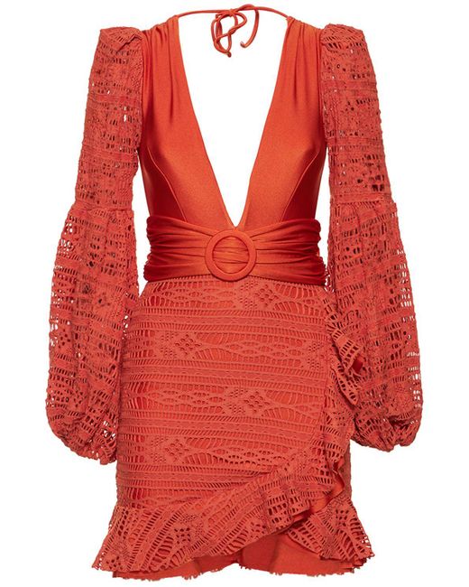 Vestido corto de crochet PATBO de color Red