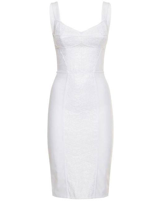 Dolce Gabbana Lace Satin Corset Midi Dress in White Lyst UK