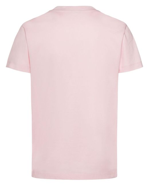 Moncler Pink Embroidered Organic Cotton Logo T-Shirt