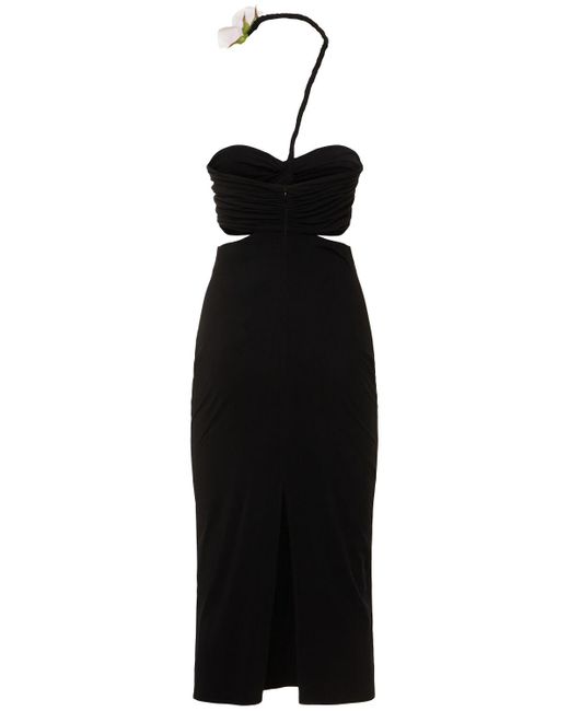 Magda Butrym Black Jersey Draped Cutout Midi Dress