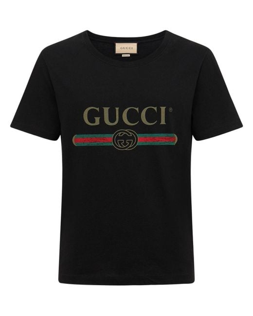 Gucci Cotton Distressed Fake Logo T Shirt in Black for Men - Save 41% - Lyst