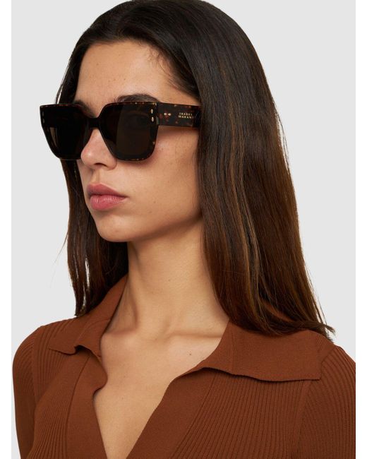Isabel Marant Brown Maxi Temple Squared Acetate Sunglasses