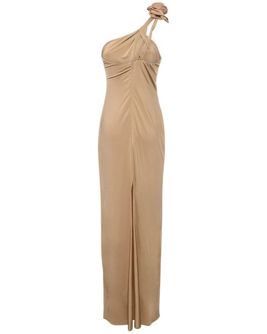 Magda Butrym Natural Jersey One Shoulder Long Dress