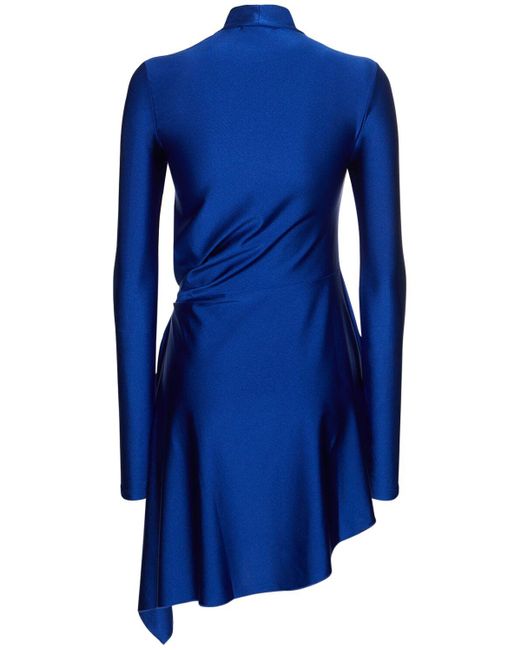 Coperni Blue High Neck Draped Mini Dress