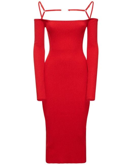 Jacquemus Red Sierra Viscose-blend Knit Midi Dress