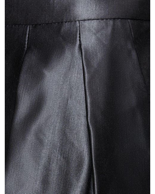 Pantalon droit en soie et laine taille haute Giorgio Armani en coloris Black
