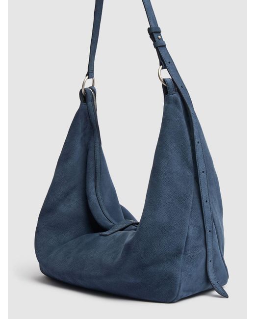 Marge Sherwood Belted Hobo Suede Shoulder Bag Unique in Blue