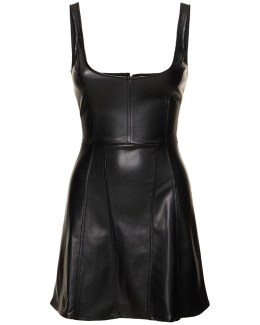 WeWoreWhat Black Faux Patent Leather Mini Corset Dress