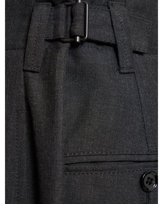 Lemaire Black Pleated Tapered Wool Blend Pants