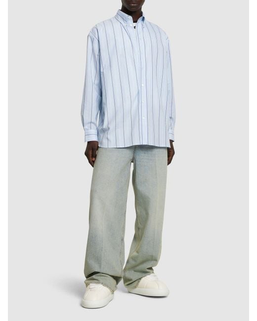 Marni Blue Striped Organic Cotton Poplin Over Shirt for men