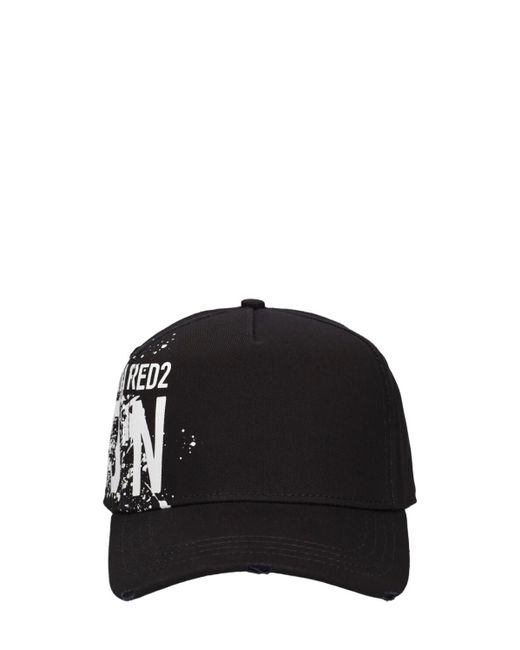 DSquared² Black Logo Cotton Baseball Hat for men