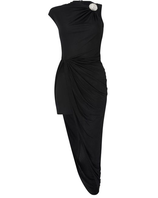 Vestido corto de malla con cristales David Koma de color Black