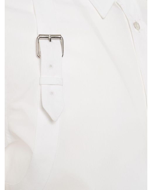 Camicia in cotone con cinturino doppio di Alexander McQueen in White da Uomo