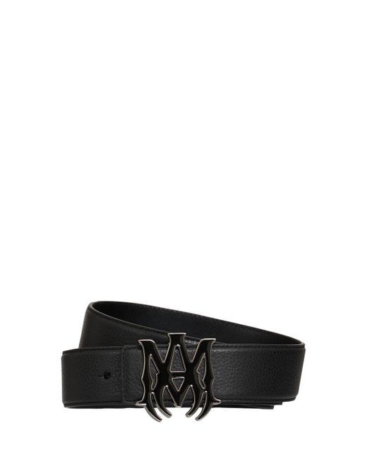Amiri 40mm Ma Logo Pebbled Leather Belt in Black for Men - Lyst