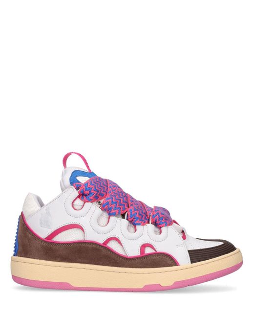 Lanvin Lvr Exclusive Curb Sneakers in White/Fuchsia (Pink) | Lyst UK