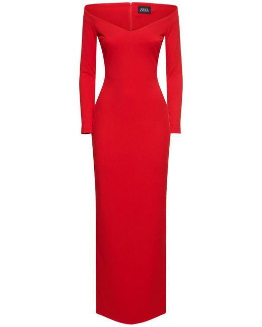 Solace London Red Langes Kleid Aus Krepp "tara"