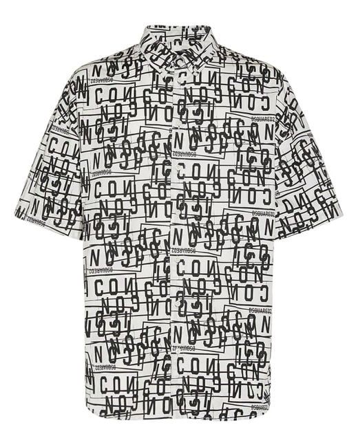 DSquared² Black Icon Logo Short Sleeve Shirt for men