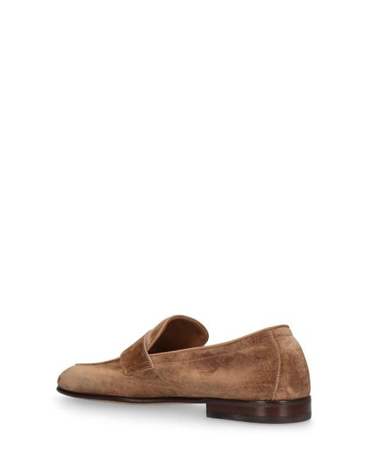Brunello Cucinelli Brown Suede Loafers for men