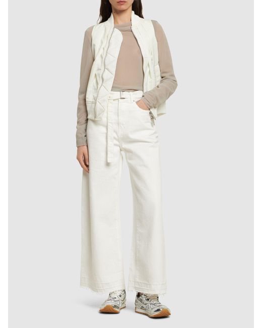 Sacai White Belted Mid Rise Denim Wide Jeans