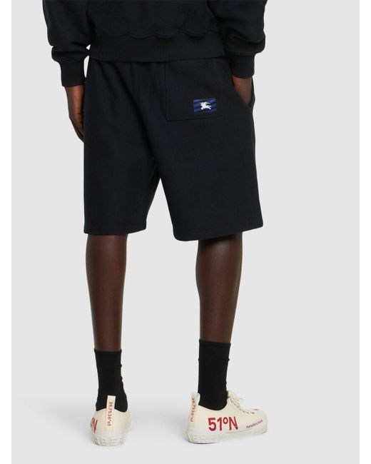 Shorts in felpa di jersey di cotone di Burberry in Blue da Uomo