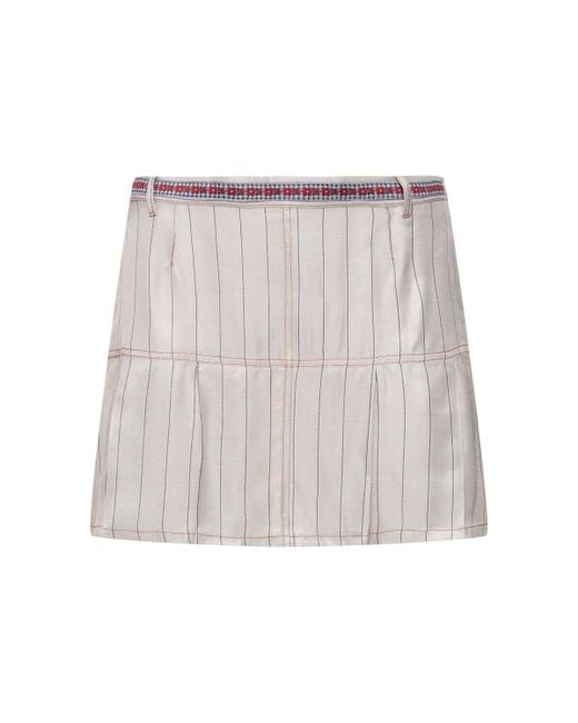 Cormio White Chelsey Pleated Viscose Mini Skirt