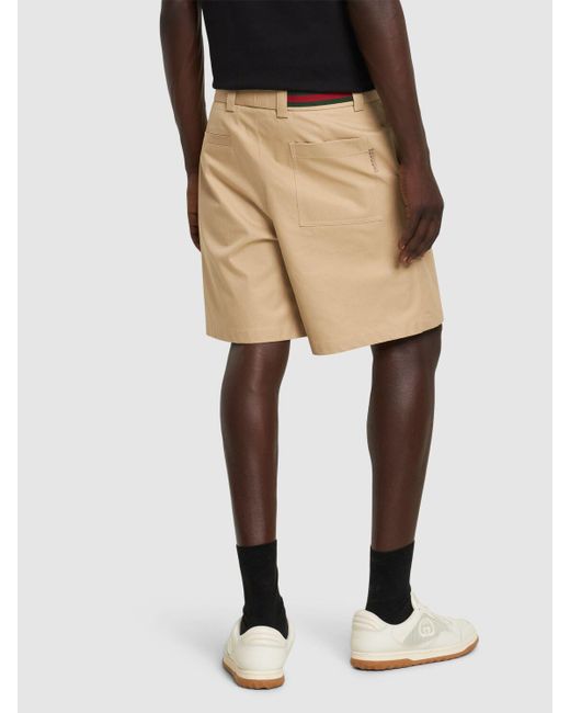 Gucci Natural Compact Cotton Twill Shorts for men