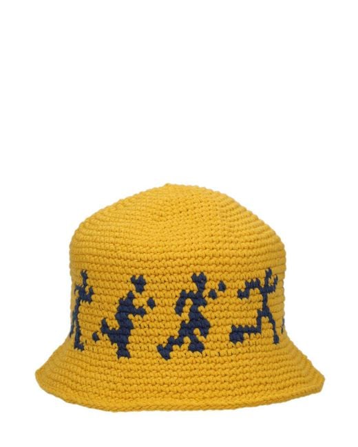 Cappello running guys in cotone crochet da Uomo di Kidsuper in Giallo