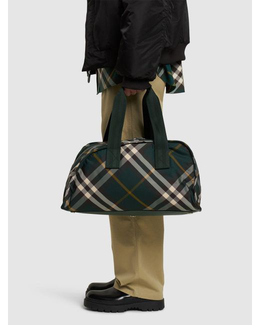 Burberry Black Shield Check Print Duffle Bag for men