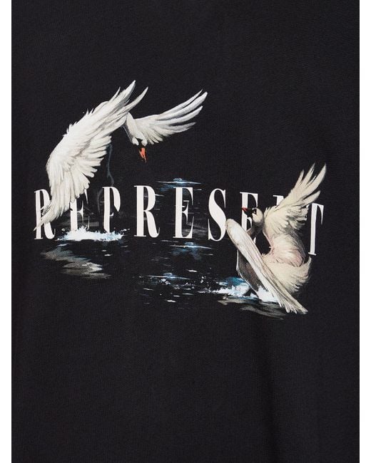 Represent Black Swan Printed Cotton T-Shirt for men