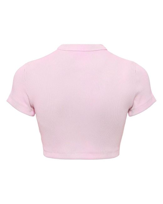 Alexander Wang Pink Cropped Short Sleeve Cotton T-shirt
