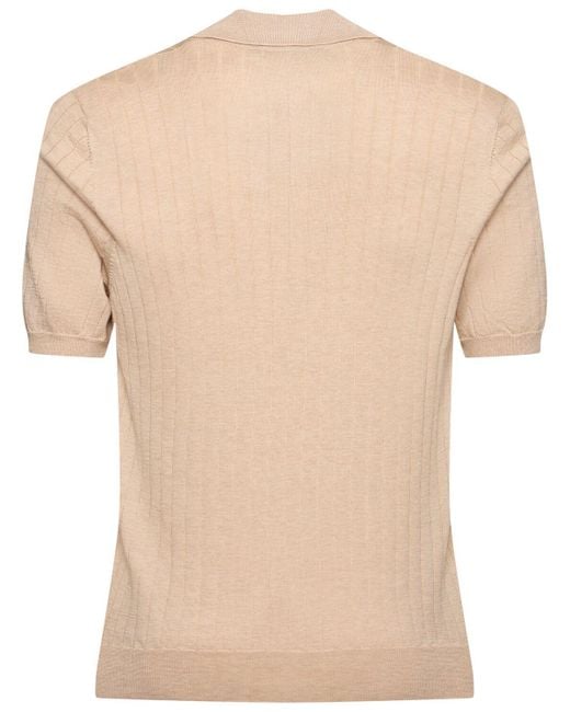 メンズ Tagliatore Posh シルク&コットンリブポロシャツ Natural