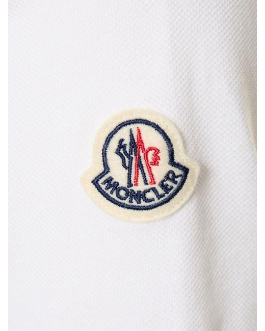 Polo en piqué de coton à logo Moncler pour homme en coloris White